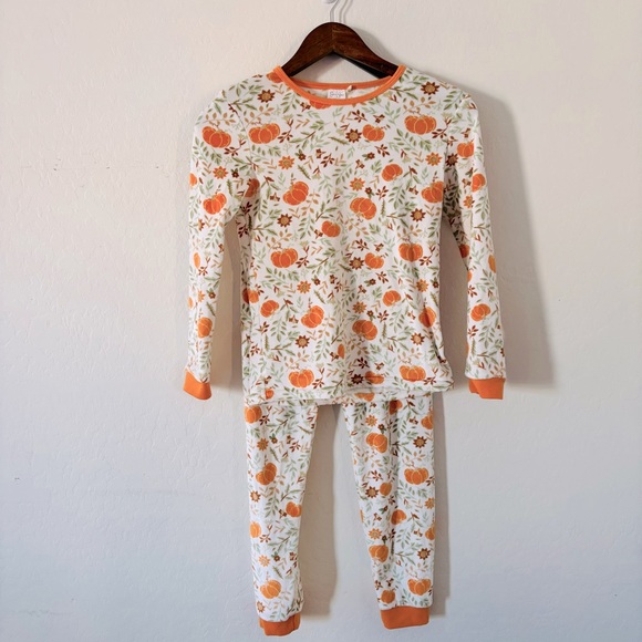 Jessica Simpson Girl Pajama Set with Orange Pumpkin Print Fall Halloween Size 12 - Picture 1 of 7